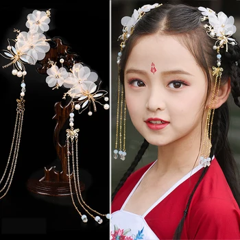 

Chinese Traditional Classical Style Flower butterfly Hairpins Long Tassel Hair Clips Ancient Hair Accessories for Women