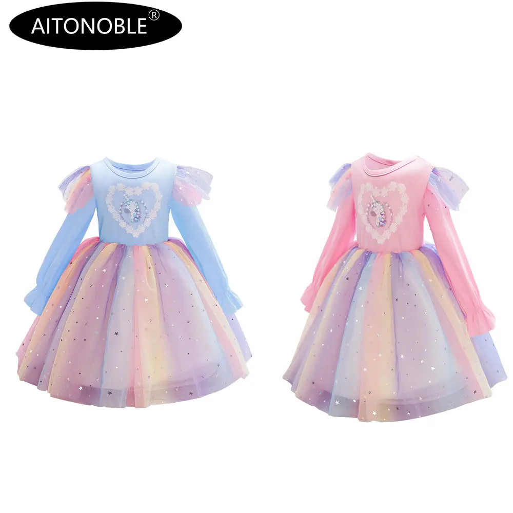 Aitonoble Summer New Costume Gilrs Dress Girl's Dress Princess KidsSkirt Cosplay For Girls With a Gift Bag