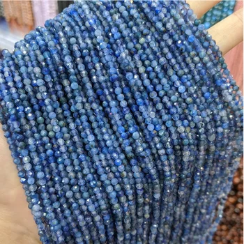 

Natural kyanite 3mm faceted round seed beads without treatment charm For Jewelry Making DIY women Bracelet necklace