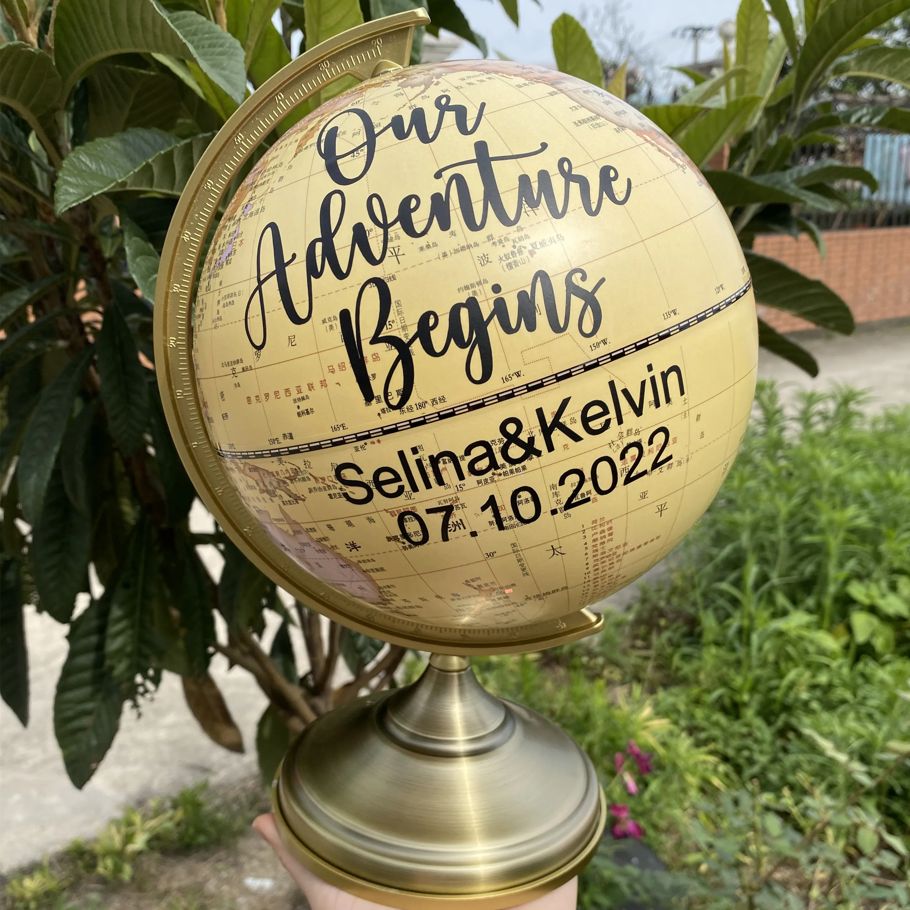 Pesonalised Our Adventure Begins Wedding Guestbook Globe Vinyl decals Lettering Guests Sign Globe Stickers（Without Globe)