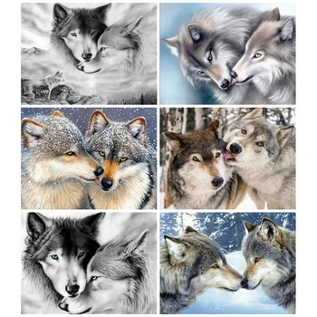 

AZQSD Diamond Painting 5d Wolf Cross Stitch Rhinestones Diamond Embroidery Animal Gift Handicrafts Home Decor Needlework