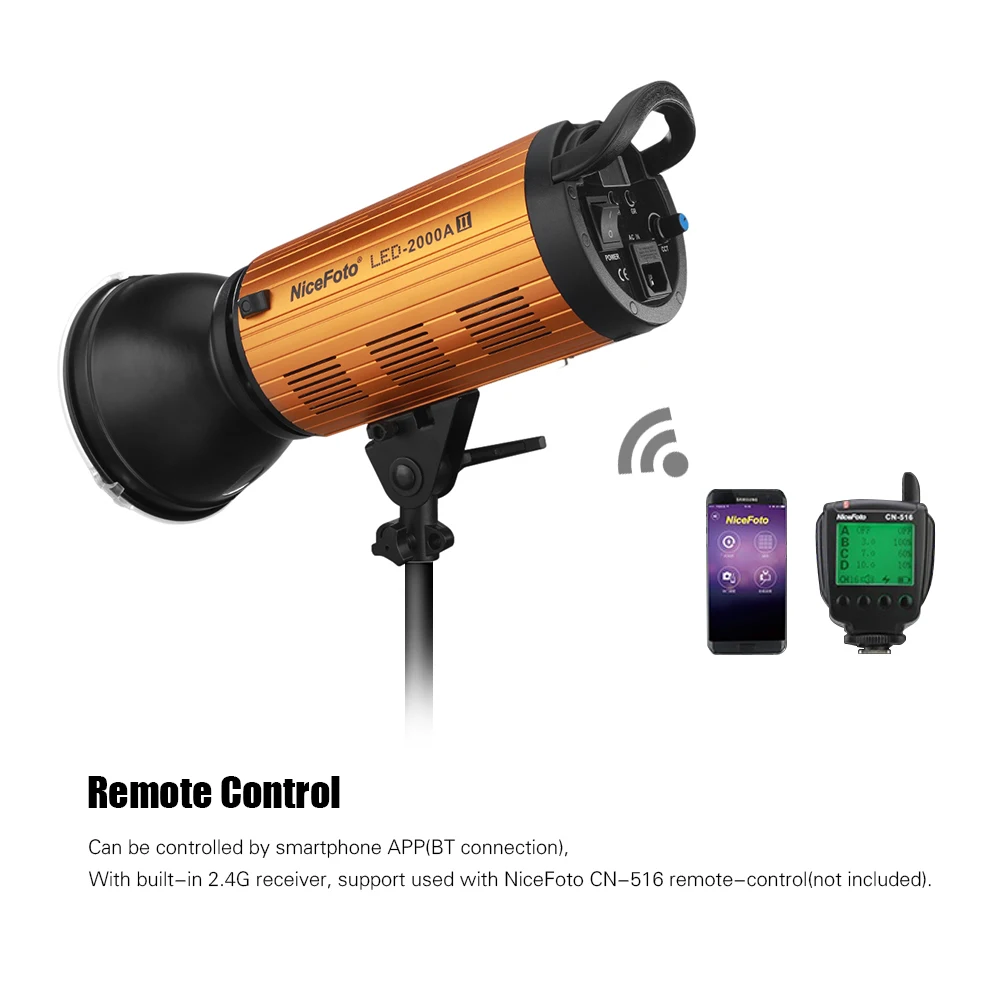 NiceFoto LED-1500A II Photography LED Video Light Lamp Fill-in Light Adjustable Brightness Supports APP Remote Control