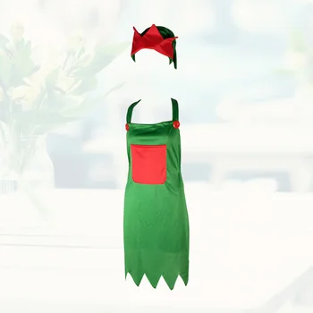 

1 Set Christmas Themed Apron & Hat Servants Kitchen Restaurant Aprons for Holiday