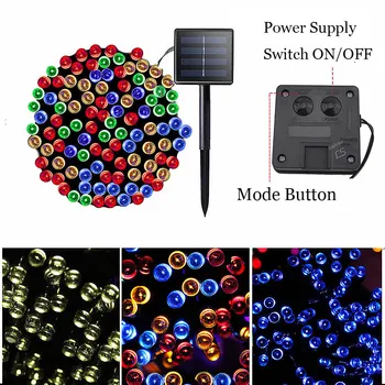 

17M Solar Powered Lamp 100 Led String Fairy Lights Solar Light Outdoor for Garden Decoration 3 Mode Waterproof Christmas Garland