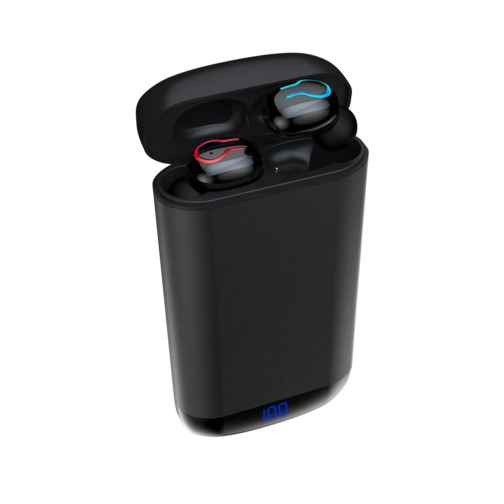 Черный Docooler Q66 TWS беспроводные наушники V5.0 Bluetooth наушники HD стерео Спортивная гарнитура Handsfree с двойным микрофоном 6000 мАч зарядная коробка - Цвет: Черный