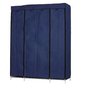

5 Layer 12 Compartment Non-Woven Wardrobe Portable Wardrobe Navy Blue Rolling The Front Door Protects The Contents From Dust