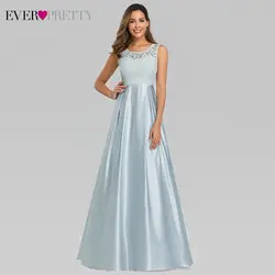 Цветочное кружевное платье подружки невесты для женщин Ever Pretty EZ07598 трапециевидной формы с круглым вырезом элегантные атласные свадебные
