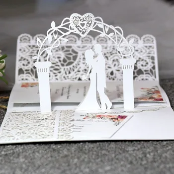 

10 Pcs 3D European Style Wedding Invitation Card with Envelope Kits Party Supply