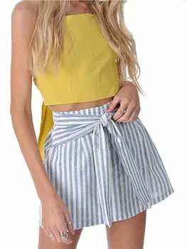 

New Women's Summer Skater Mini Skirt Striped Pleated Flared A Line Circle Elastic Stretch Waist