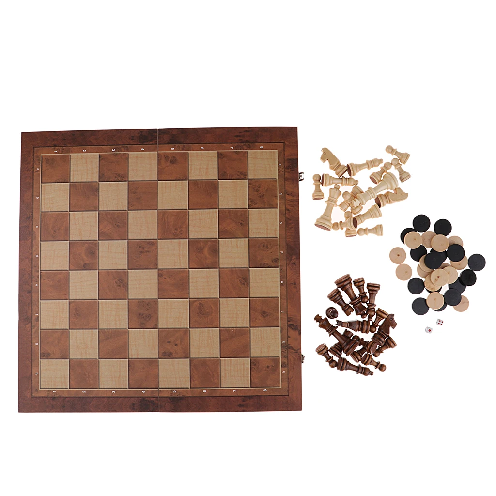 

Portable 3 In 1 Chess Backgammon Pieces Game Set Education Toys Gift 44x44cm