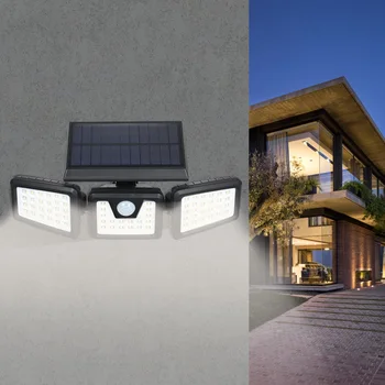 

Outdoor LED Solar Light Motion Sensor Solar Garden Light Waterproof Wall Security Lamp 70 Bulbs Three Heads Solar Induction Lamp