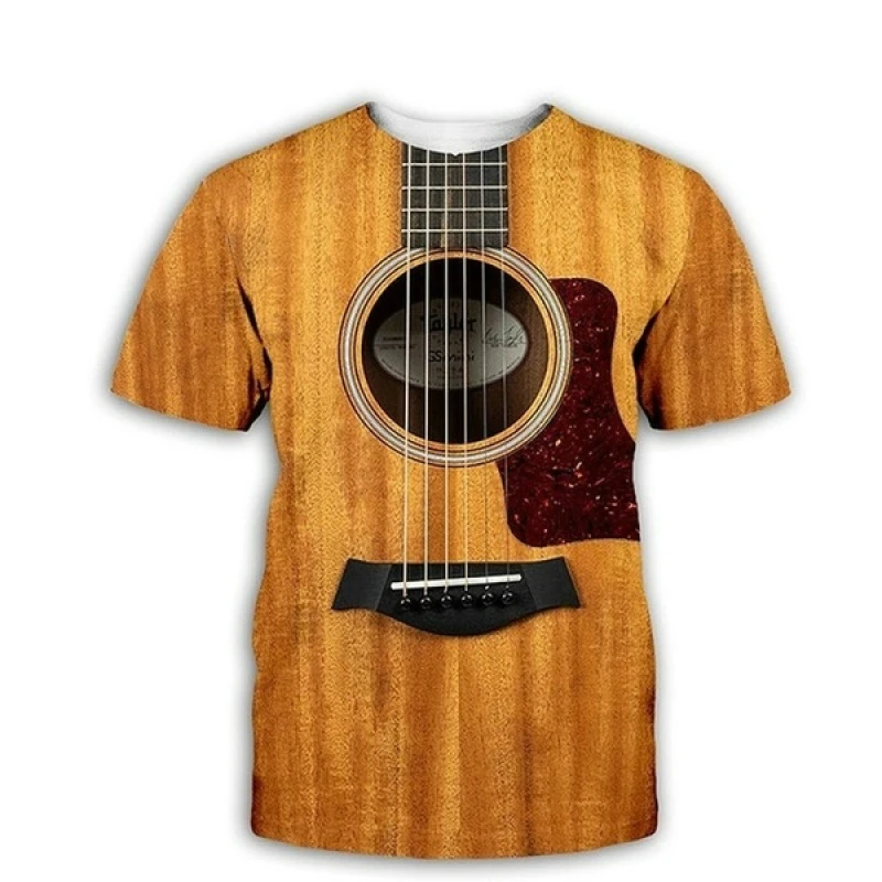 3d T-Shirt Men and Women Funny Guitar Print Pullover Casual Street Trend Short Sleeve Straight Tight Men's T-shirt Droppshipping |