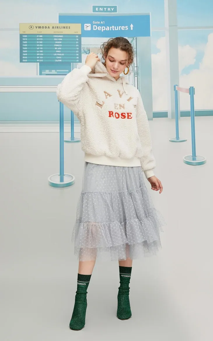 Vero Moda Ins стиль Женская Толстая плюшевая бархатная толстовка с надписью | 319433503