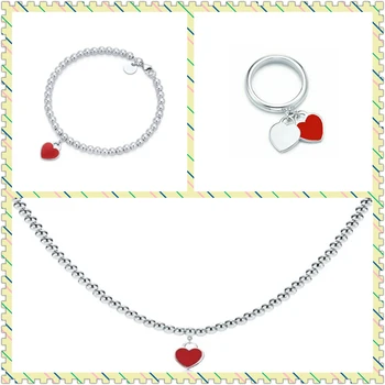 

SHINETUNG S925 Sterling Silver Fine Bracelet,Red Heart-Shaped Beaded(4mm),High Quality 1:1 With Logo,Women Birthday Gift Jewelry