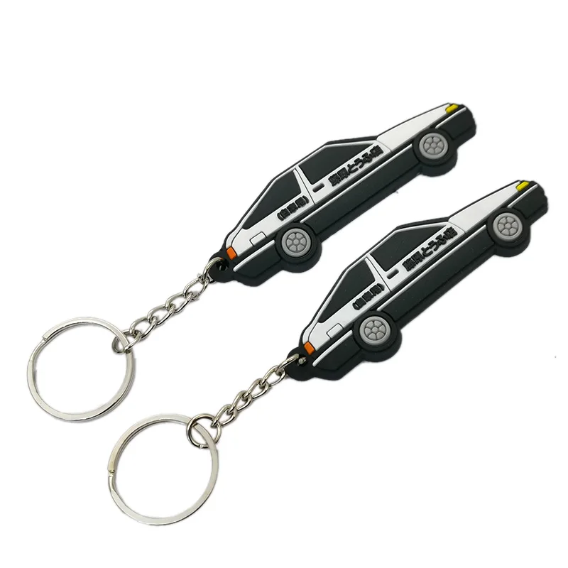New Car Styling AE86 Rubber Car Model Keyring Fujiwara Tofu Shop Initial D RACING Performance Car Keychain Accessories