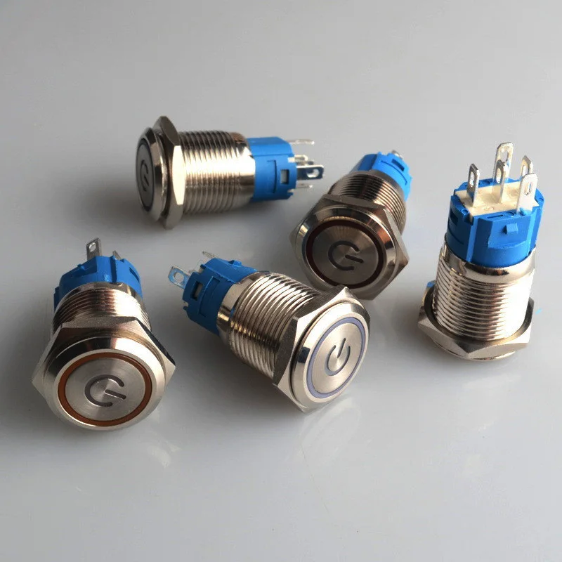 

1 Pcs 16MM 12V Blue Car LED Power Push Button Metal ON/OFF Switch Latching Waterproof Panel hole Metal Button Switch