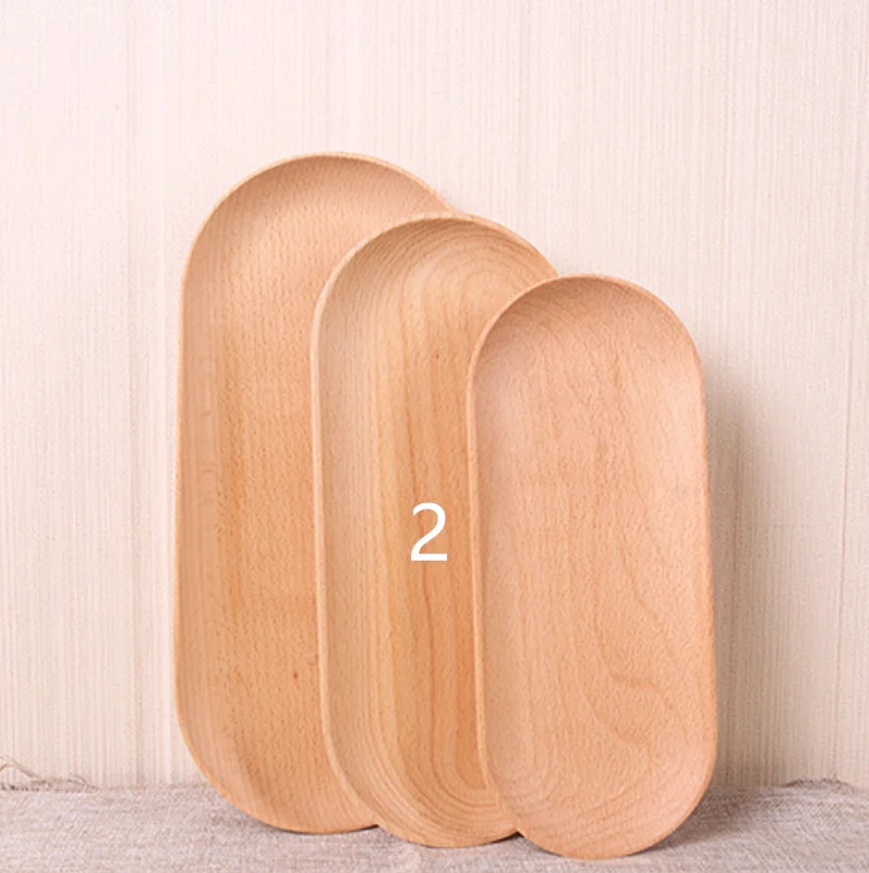 Technology Japanese Wooden Plate Beech Solid Wood Bread Plate Serving Platter Snack Food Trays Sundries Jewellery Cashier Plates