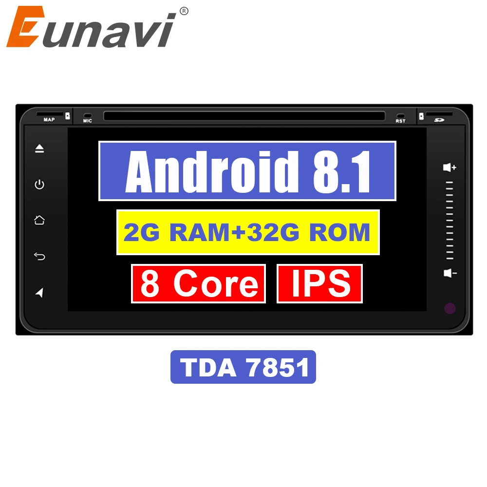 Eunavi 2 Din Android 9 0 автомобильный dvd-плеер Радио Стерео Gps навигация для Toyota Hilux Vios Old Camry