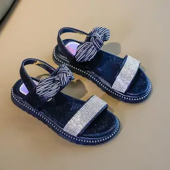 

Rhinestone Girls Sandals Summer Children's Sandals Princess's bowknot Shoes Soft open toe Kids Sandals For Girls Size 26-36