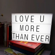 Светодиодный Светодиодный светильник короб светодиодный световой фильм Кино светильник для дома вечерние лампа с буквенным принтом Кино крестики Свадебный декор A4 Размеры