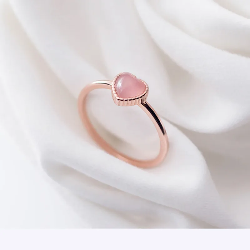 INZATT Настоящее серебро 925 проба розовый камень в виде сердца кольцо для женщин вечерние милые ювелирные изделия минималистичные аксессуары подарок