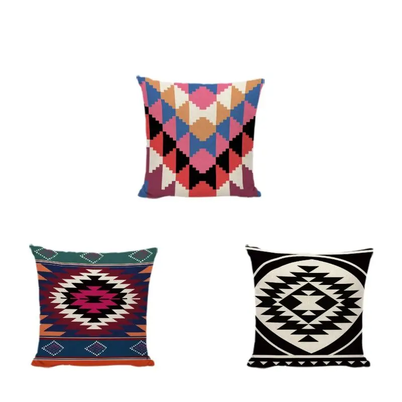 Ethnic Black And White Geometric Trilateral Throw Couch Sofa Pillow