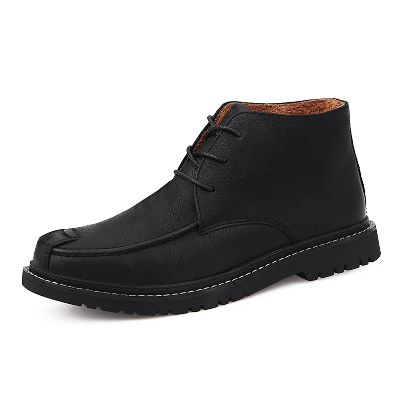 VMUKSAN/классические кожаные ботинки; Теплая обувь с мехом; большие размеры 38-47; мужские зимние ботинки