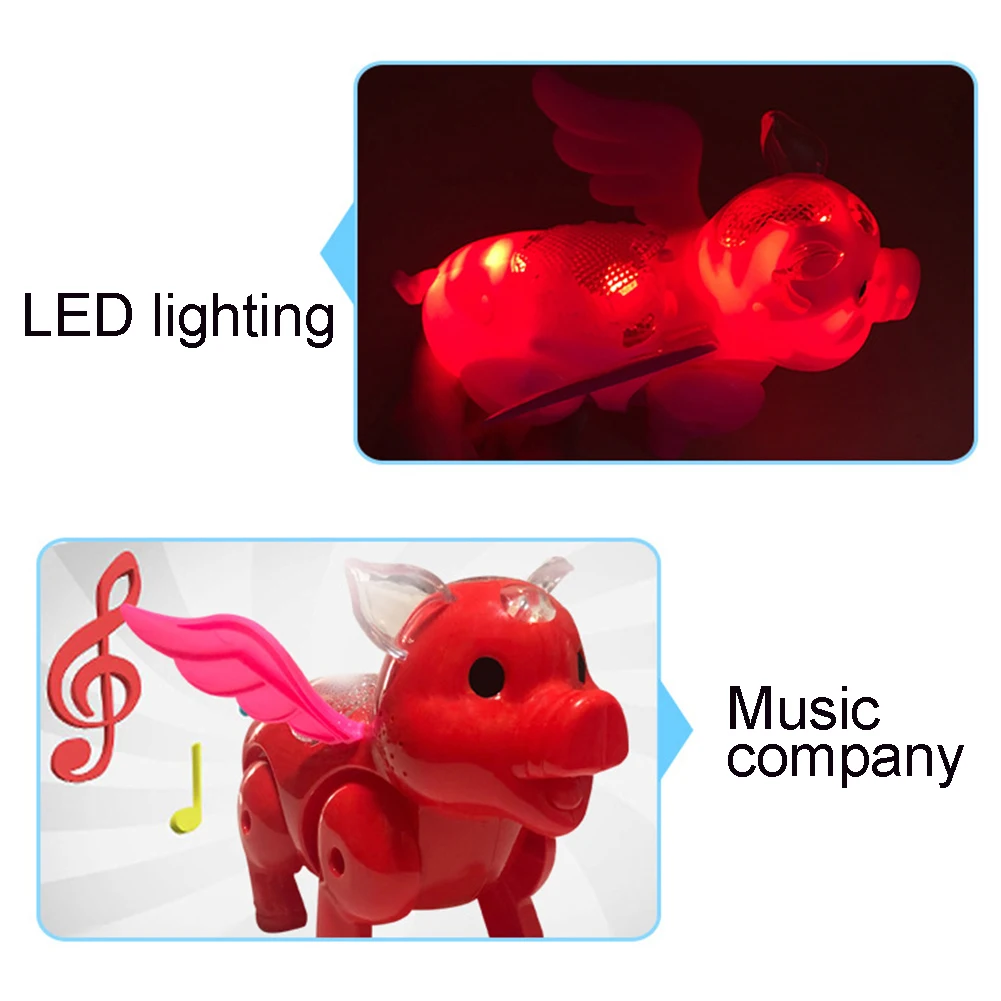 Электрический светодиодный музыкальный крыло свинья ходячие животные с поводком Детские интерактивные игрушки детские развивающие игрушки для детей подарок
