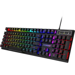 Clavier de jeu filaire avec rétro éclairage, couleur lumineuse, pour ordinateur portable, bureau, sensation mécanique 