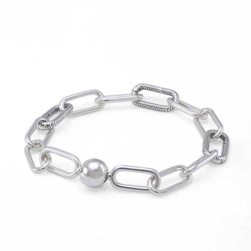 

2019 New 100% 925 Sterling Silver Signature Me Link Bracelets With Clear CZ DIY for Women Bracelet Authentic Silver Jewelry
