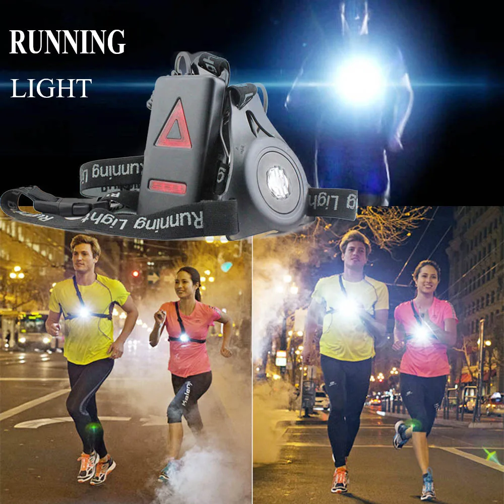 Новейшие уличные спортивные ходовые огни Светодиодный фонарик для ночного бега сигнальные огни USB зарядка грудь лампа Прямая доставка