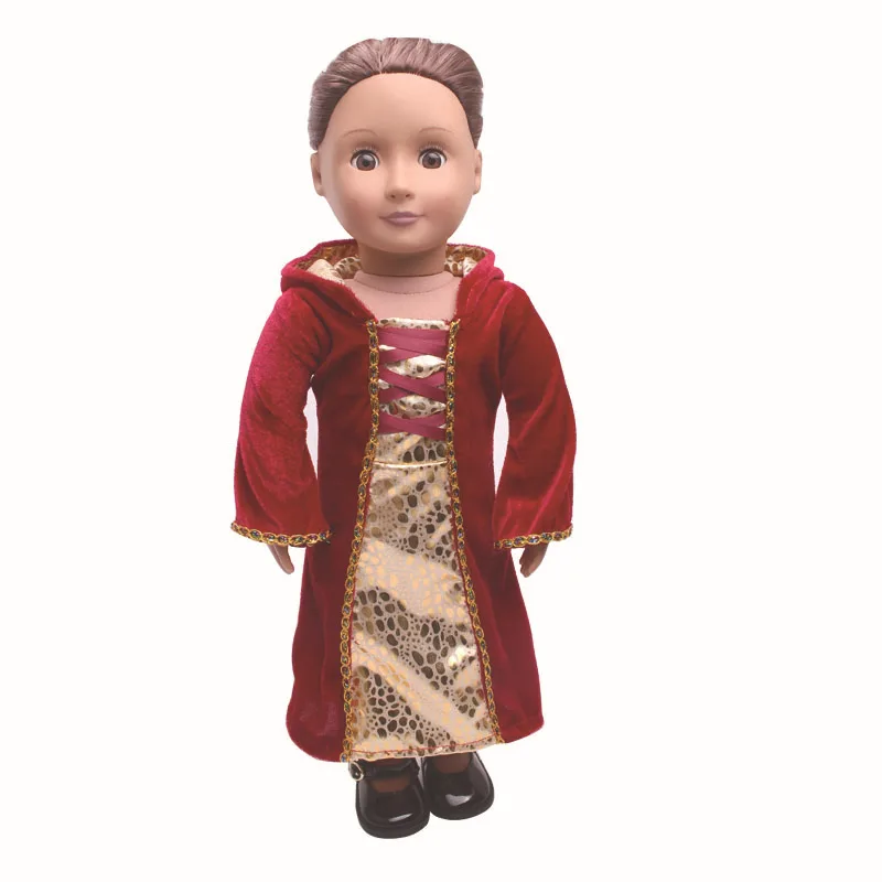 Doll cloth for halloween baby toy black wizard robe with hat and red queen robe dress suit 18 inches american toy doll accessory - Цвет: red robe