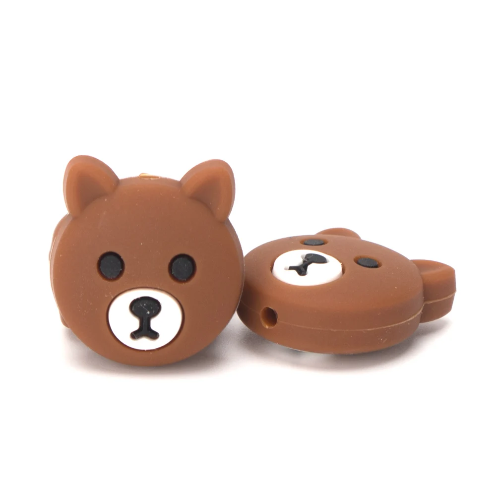 Brown Bear 5 шт медведь божья коровка перле Силиконовые Зубные животные силиконовые бусины Божья коровка прорезывание зубов Уход DIY бисер ребенок прорезывание зубов ожерелье игрушки - Цвет: Brown Bear