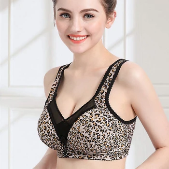 

Sexy Leopard Women Brasieres Soft Comfort Plus Size Bras Thin Wire Free Push Up Bra Adjustable Shoulder Strap Underwear Female