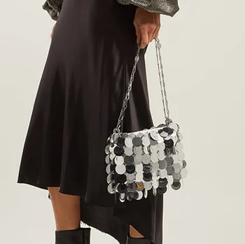 

mini handmade bag purse 2020 bling with metal chain with Paillette