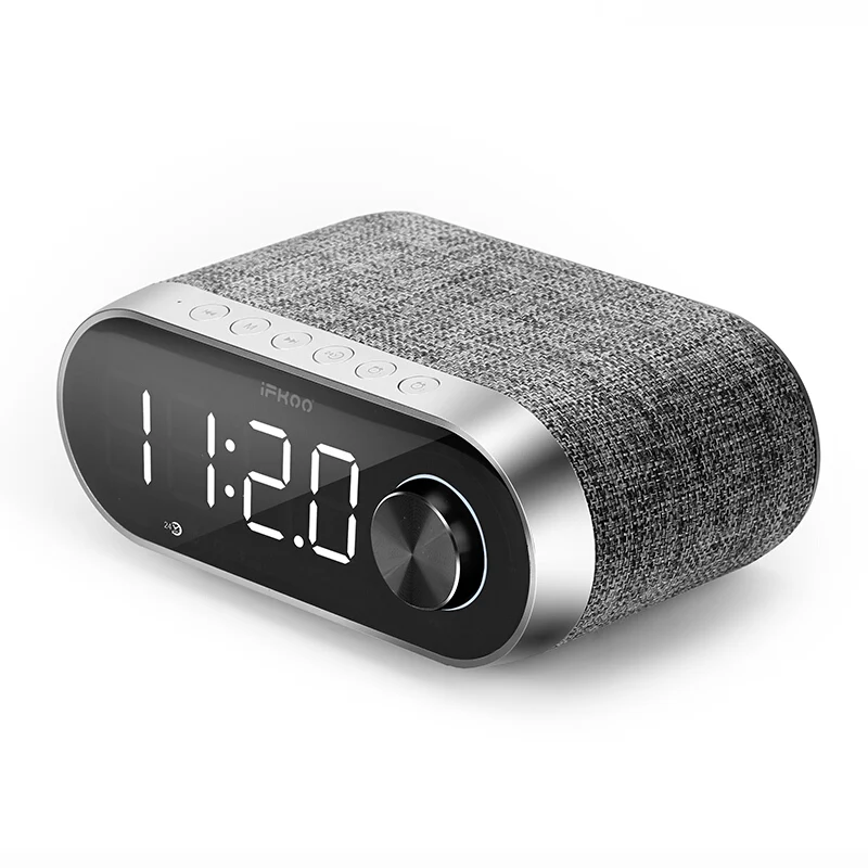 IFKOO Q5 портативный мини динамик Bluetooth беспроводной бас стерео музыкальный плеер светодиодный Будильник FM радио сабвуфер - Цвет: Grey