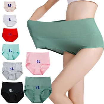 

M-6XL Ladies High Waist Abdomen Brief Sexy Women Cotton Modal Extra Large Underwear Black Red Pink Color Lingerie 10pcs/Lot