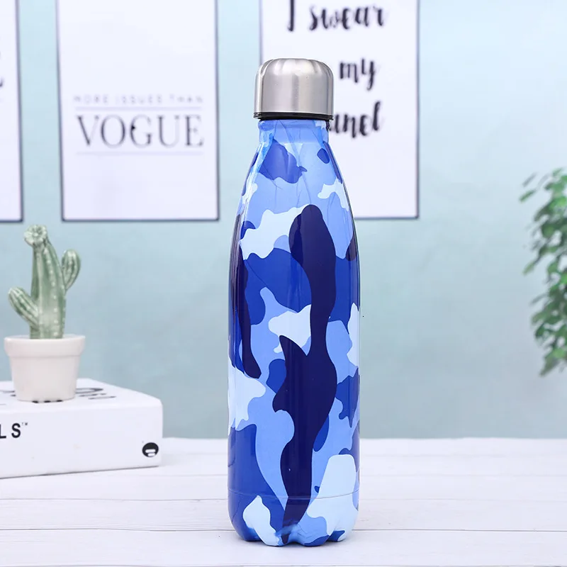 Новая креативная бутылка для воды, термос для кофе с двойными стенками, Вакуумная чашка с изоляцией из нержавеющей стали, портативная Спортивная бутылка для путешествий, подарок - Цвет: L