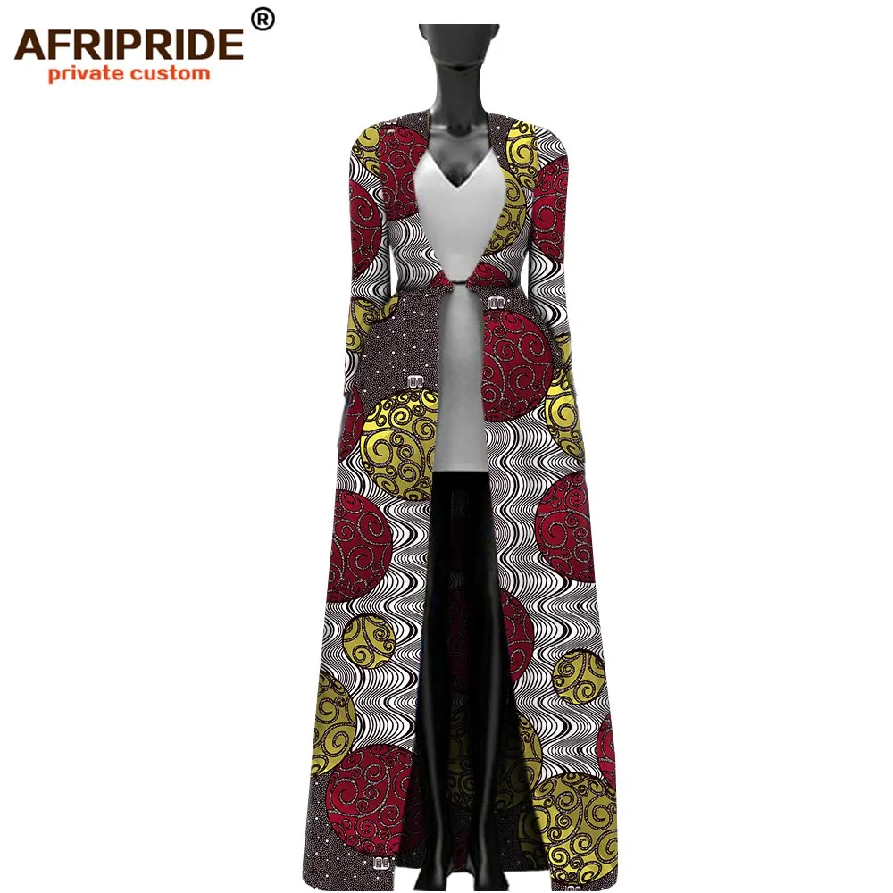 Африканское женское длинное пальто AFRIPRIDE, индивидуальное, длинный рукав, длина по щиколотку, пальто размера плюс, супер воск, хлопок, A722407
