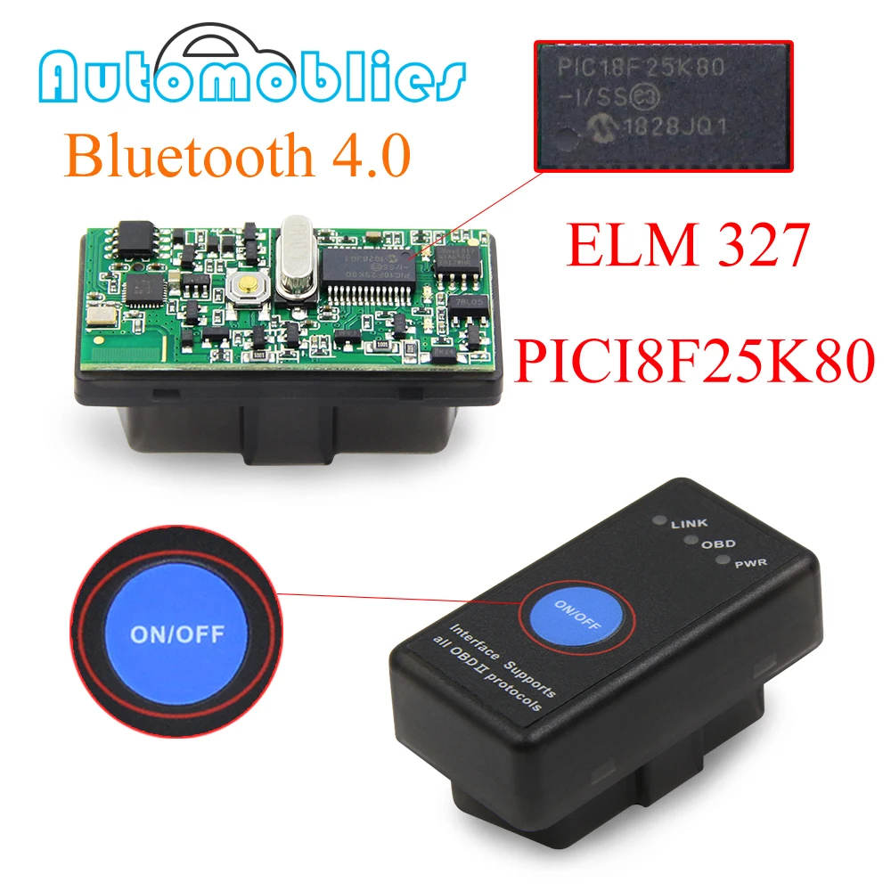 Диагностический сканер ELM 327 V1.5/2 2 PIC18F25K80 OBD2 Bluetooth 4 0 ODB2 для Android/IOS OBD автомобильный