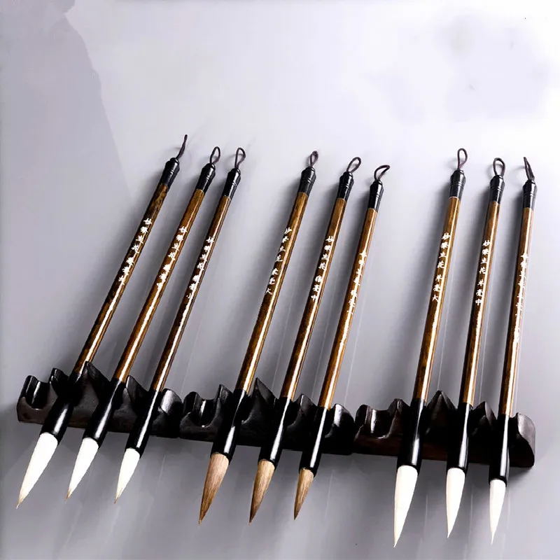 9pcs Chinese Calligraphy Brushes Pen Set Weasel Hair Weasel Hair Woolen