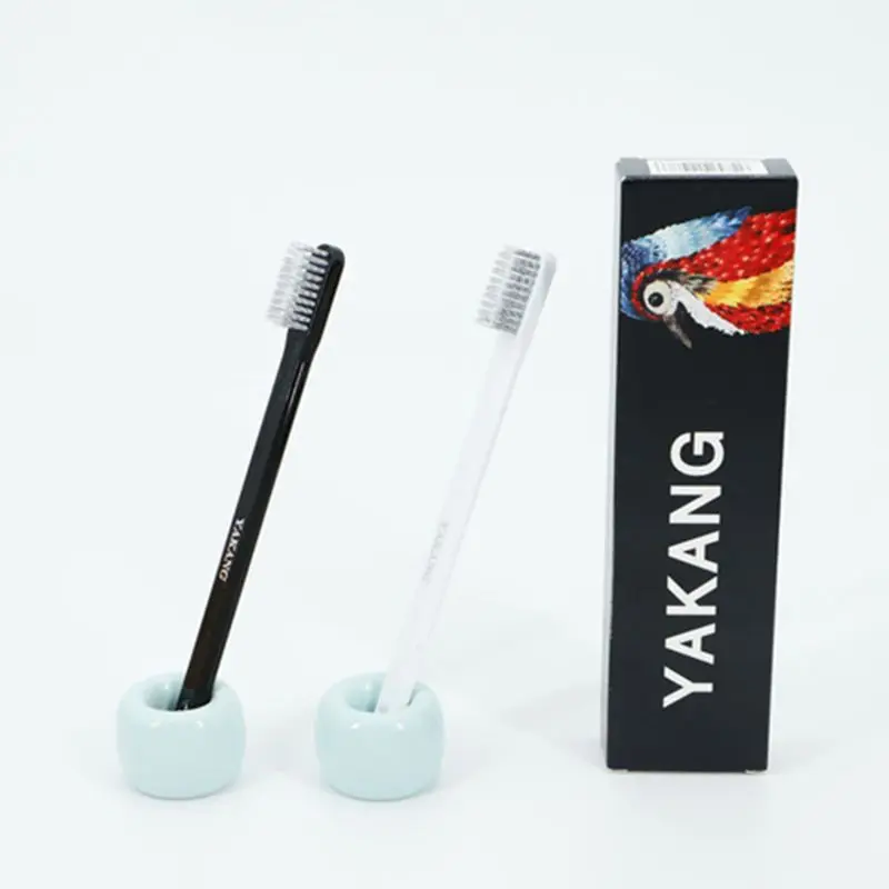 2Pcs/Set Minimalist Adult Couples Black White Toothbrush with Extra Soft Bamboo Charcoal Bristles for Sensitive Gums Oral Care