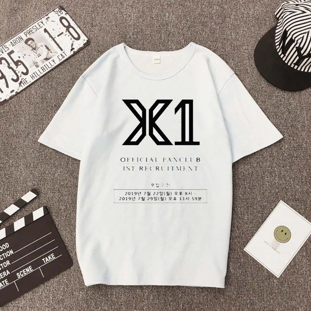 2019 Новинка X1 Kpop камуфляжная футболка с короткими рукавами из хлопка круглым