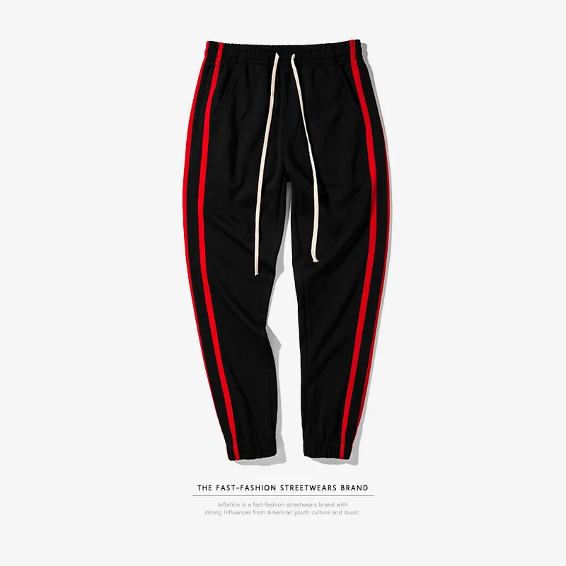 Black red Осенние/зимние минималистичные мужские Леггинсы в полоску - Цвет: Black red