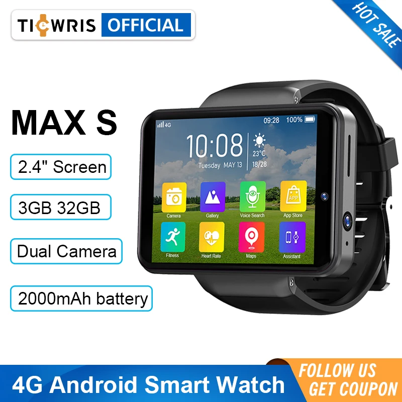 Permalink to Ticwris Max S 4G Android Smart Watch For Men 2.4″ Display Face ID 2000mAh 3GB 32GB 8MP Dual Camera GPS Bluetooth Smartwatch 2020