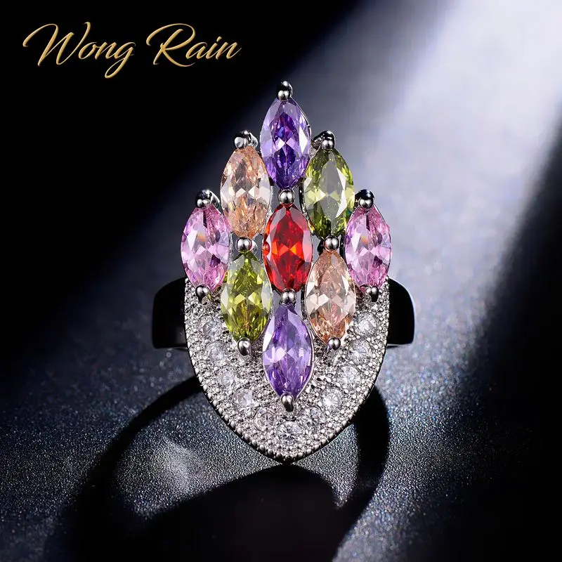 

Wong Rain 100% 925 Sterling Silver Amethyst Morganite Peridot Sapphire Gemstone Wedding Engagement Ring Fine Jewelry Wholesale