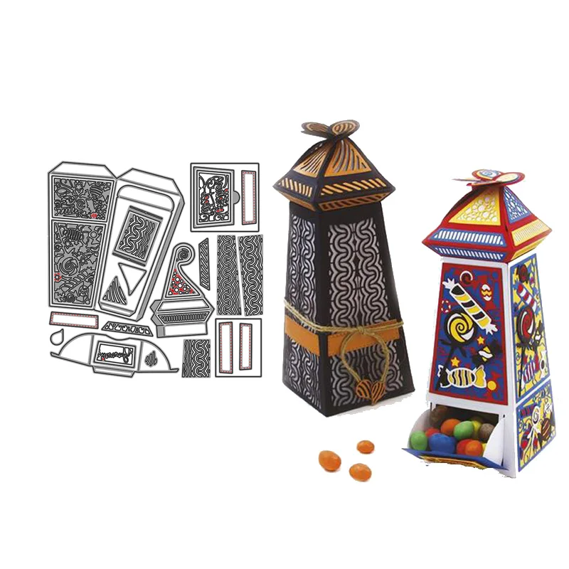 

Big Metal Cutting Dies Candy Box Dies Tower Bag Metal Die Scrapbooking for Handmade DIY Album Card Craft Decoration