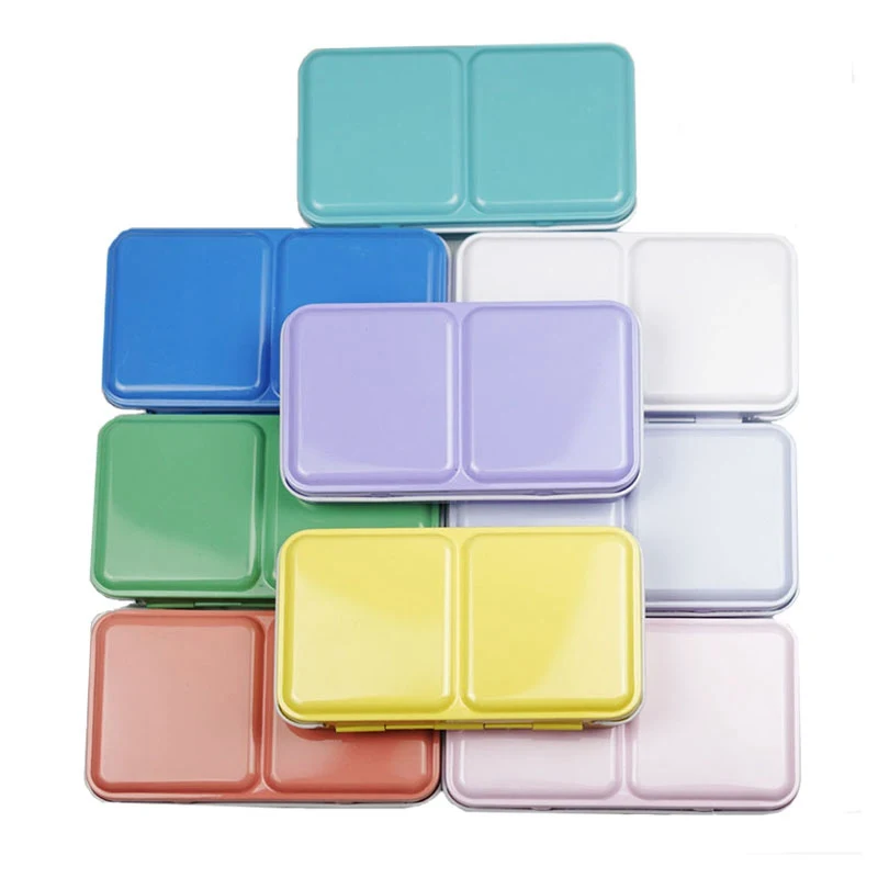 Macaron Color Empty Palette Case Tins Box Paint Storage Iron Box with 24 Half Pans For Watercolor Paints Painting Art Supplies paint tray,color palette,watercolor palette