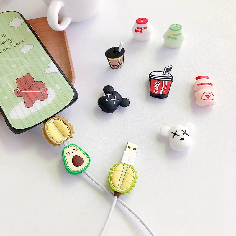 

Cartoon 3D Cola Cable Protector For iPhone USB Charging Cable Soft silicone Data Line Cord Protective Case Cable Winder Cover