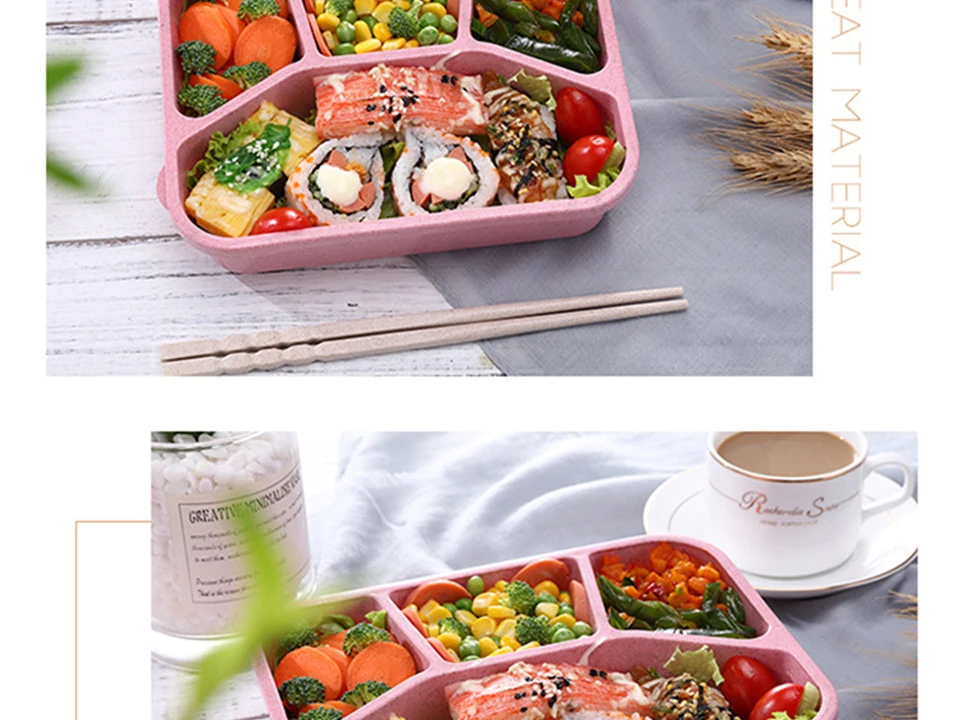 4 сетки 1400 мл Ланч-бокс Microwavable Bento Box Герметичный портативный PP пищевой контейнер для хранения для детей большого размера